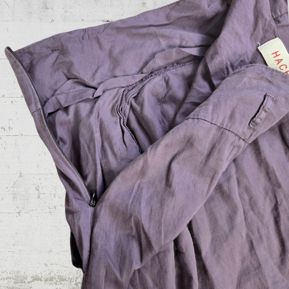 Y2K Hache Mauve Purple Italian High Waisted Classic A Line Midi Skirt Size 6 - Picture 4 of 8